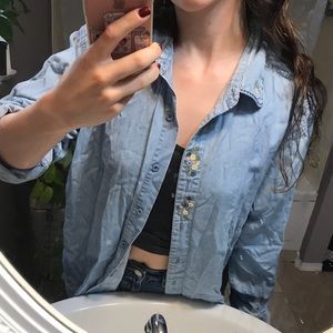 💛2 for $15 vintage denim flannel button-up